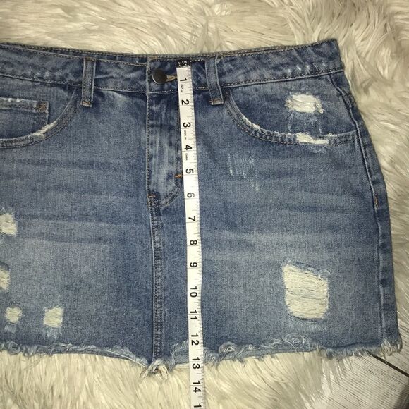 Superdown Elodie Denim Skirt Distressed Mini - Picture 6 of 7